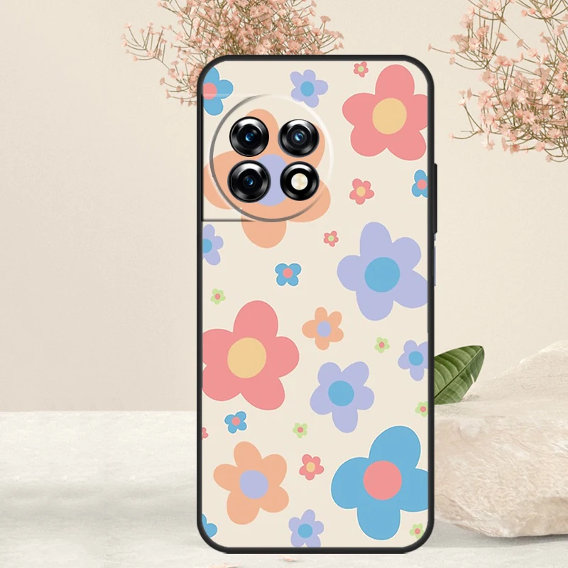 Groovy เคสดอกเดซี่สีพาสเทลสำหรับ OnePlus Nord CE 4 3 2 Lite 2T N20 N10 N30 OnePlus 12 11 9 10 Pro 8T 10T 10T ฝาครอบ12R