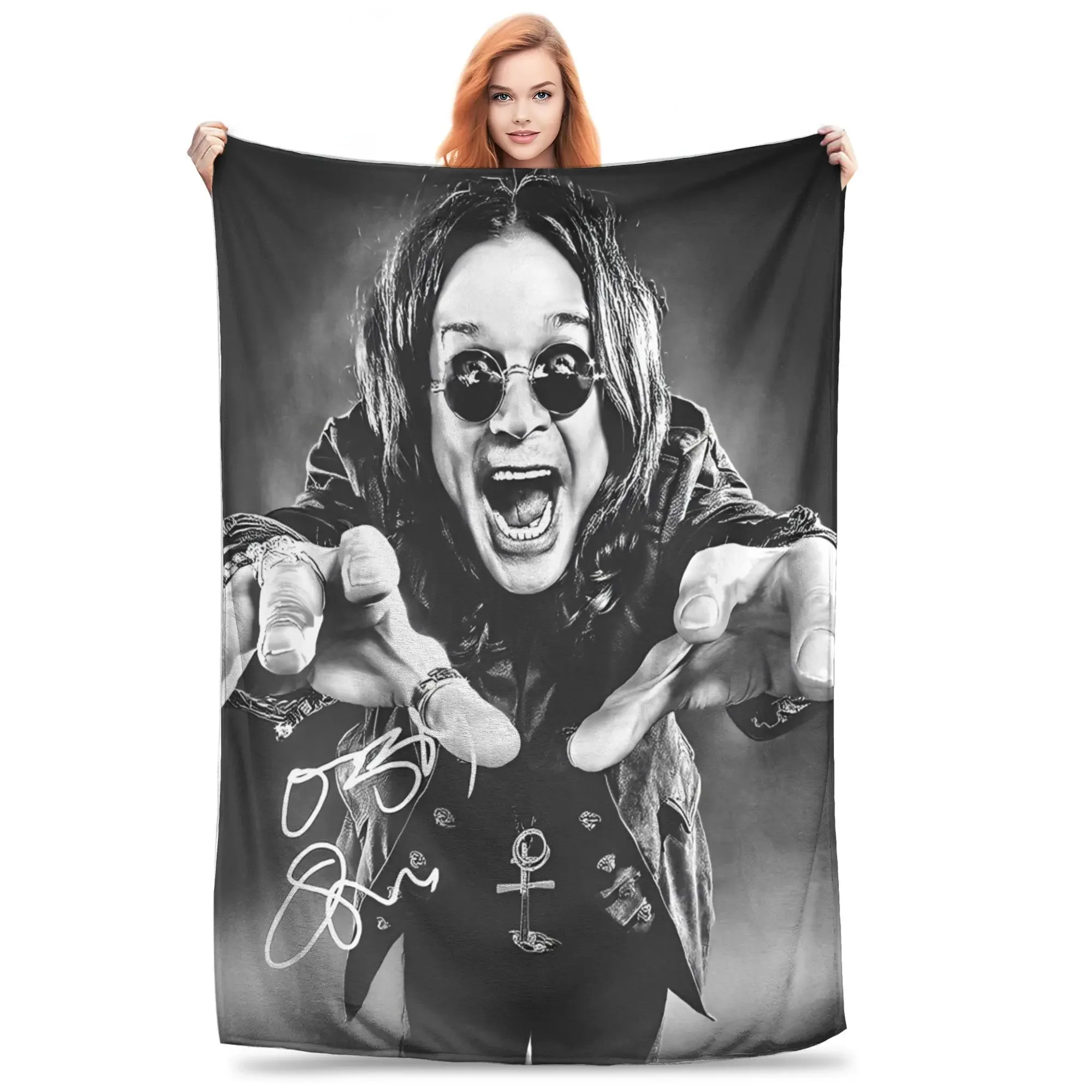 

Фланелевый плед Ozzy Osbourne Black Sabbath Metal Rock, очень мягкий, для кровати, автомобиля, использования на улице, осень-зима