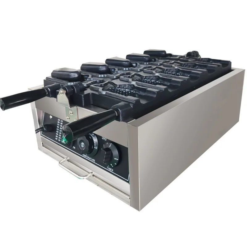 Commercial electric heating 5-hole snapper burner Korean ice cream machine Double-sided heating small fish cake snack equipment