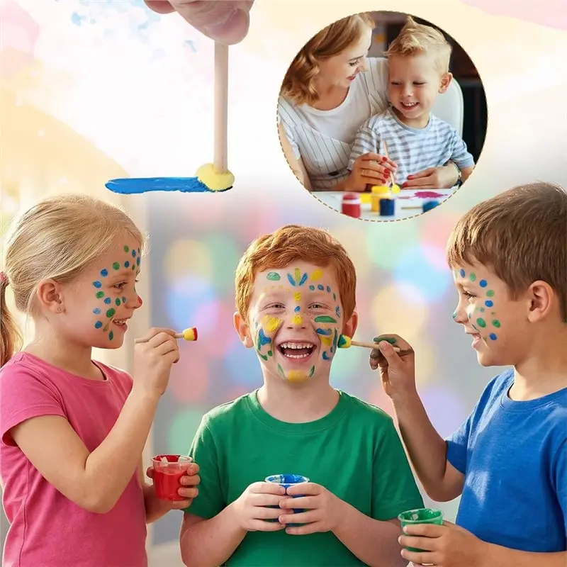 BHBD-Round Sponges Foam Brush Set-200Pcs, 0.6 Inch Paint Sponge Daubers With Stencil Tool For Painting Crafts