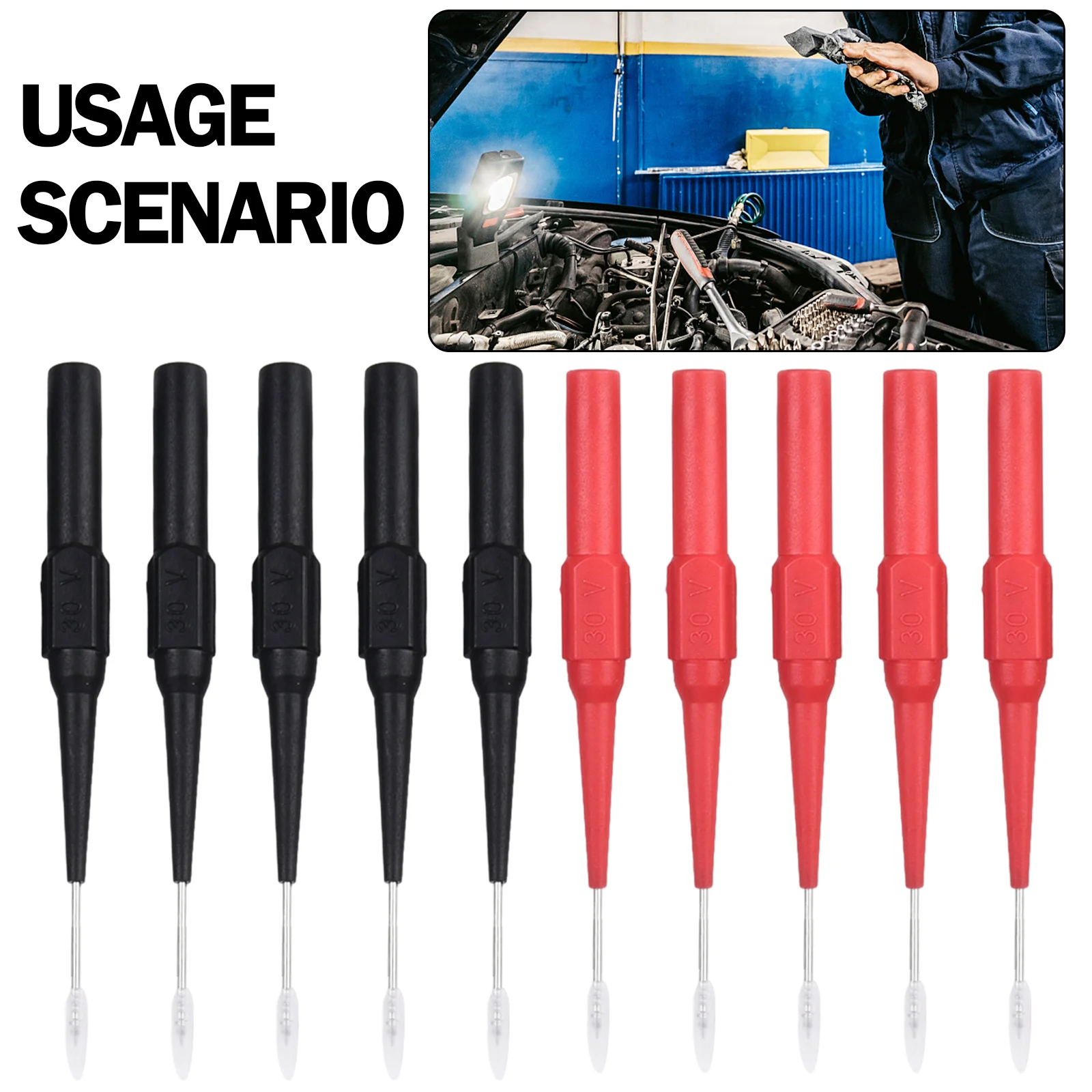 10Pcs 스테인레스 스틸 테스트 프로브는 자동차 유지 보수를 위해 오실로스코프 또는 멀티 미터와 테스트 S에 연결할 수 있습니다.