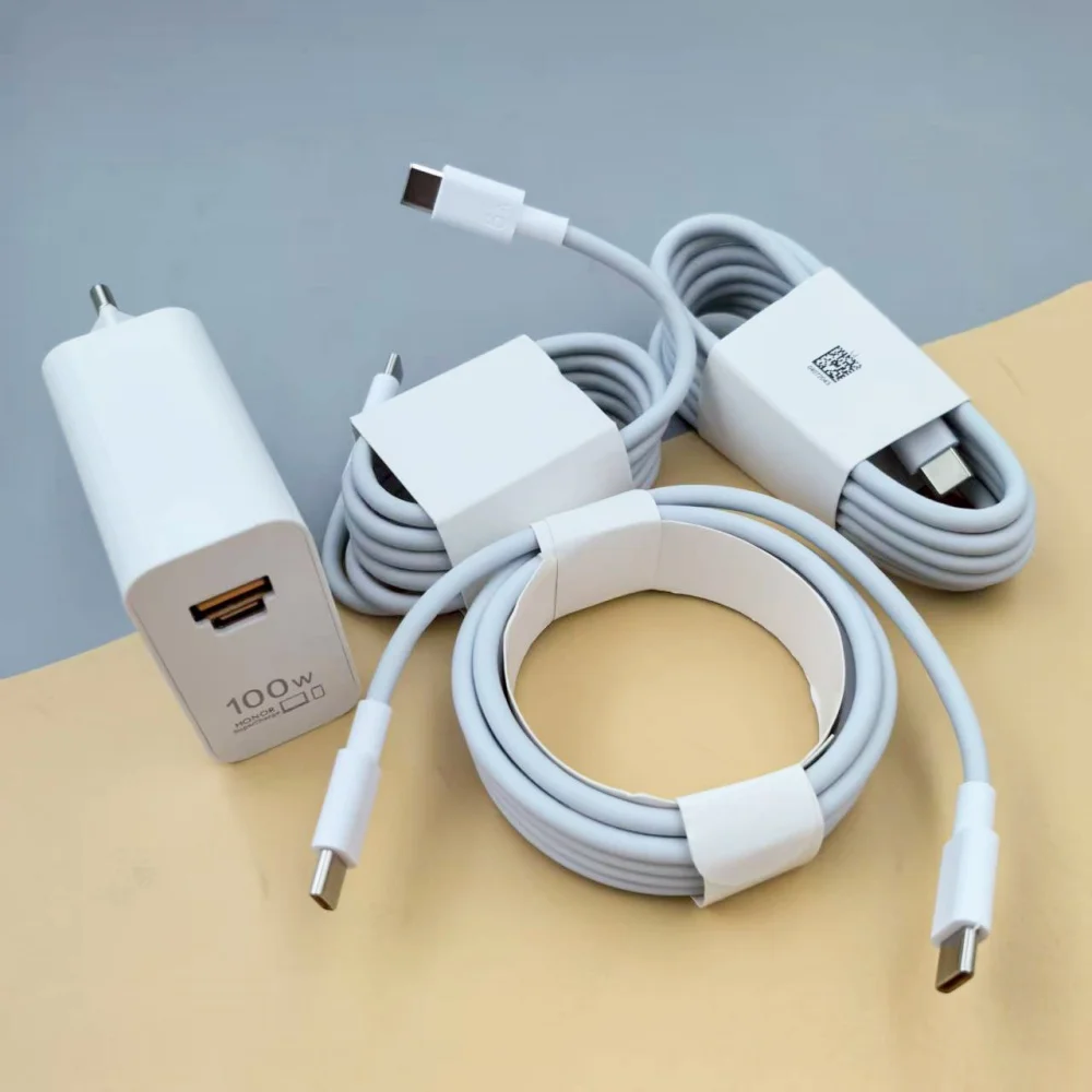 

100W Fast Charger EU SuperCharge PD/QC 3.0 Quick Charge 1/1.5/2M 6A PD Type C Cable For Honor 600 500 300 Magic V6 V5 8 7 6 Pro