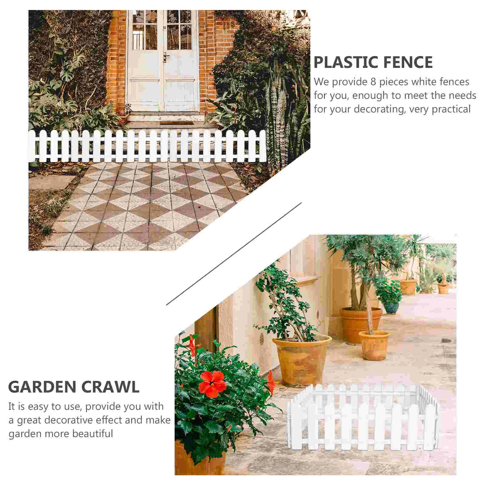 8 Pcs Garden Fence Enclosure White Outdoor Decorating Succulent Planters Plastic Crawl Gate DIY Yard The Courtyard Outside