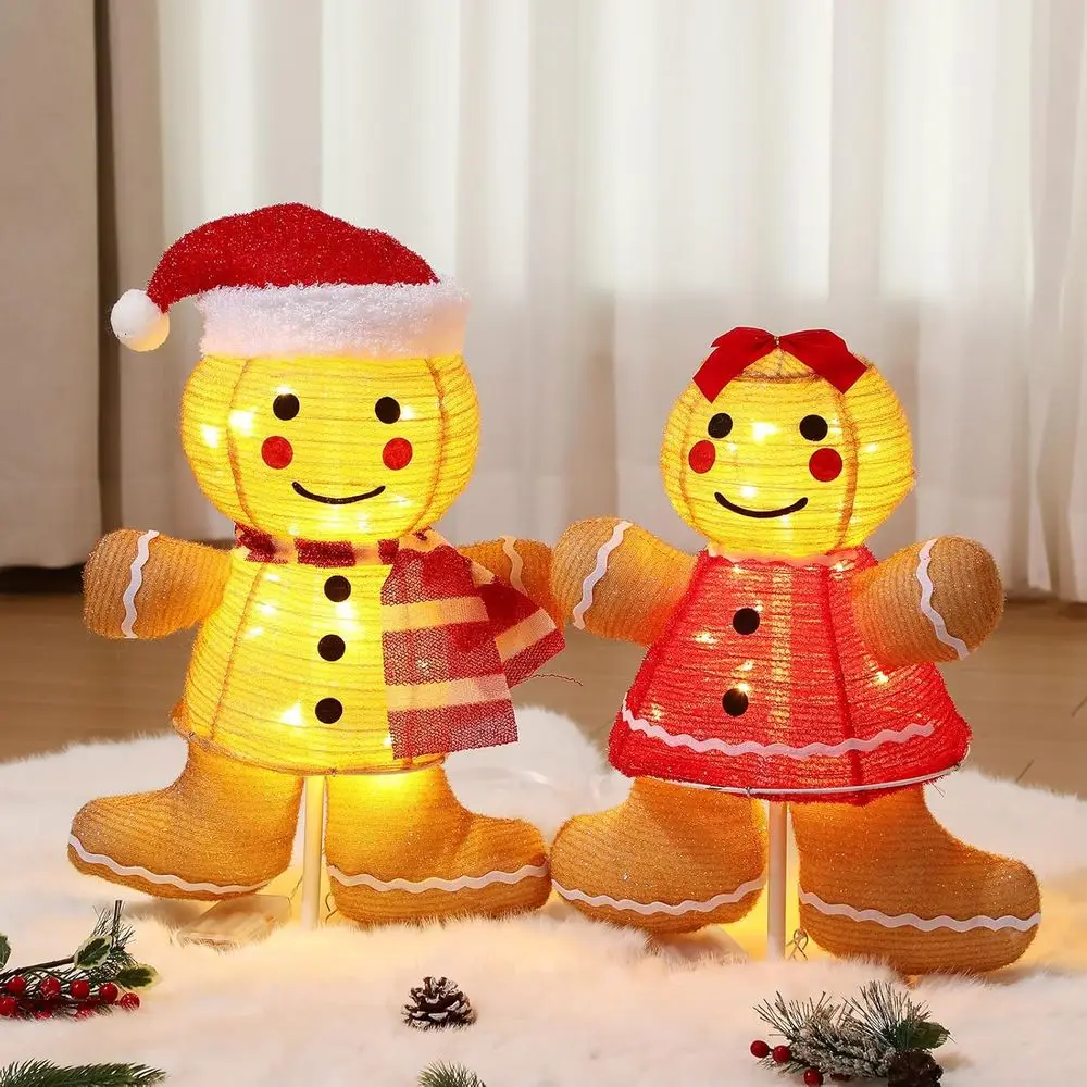 مضيئة 3D الزنجبيل رجل في الهواء الطلق عيد الميلاد الديكور، منبثقة للطي لقضاء عطلة ساحة الحديقة أو الاستخدام الداخلي #5