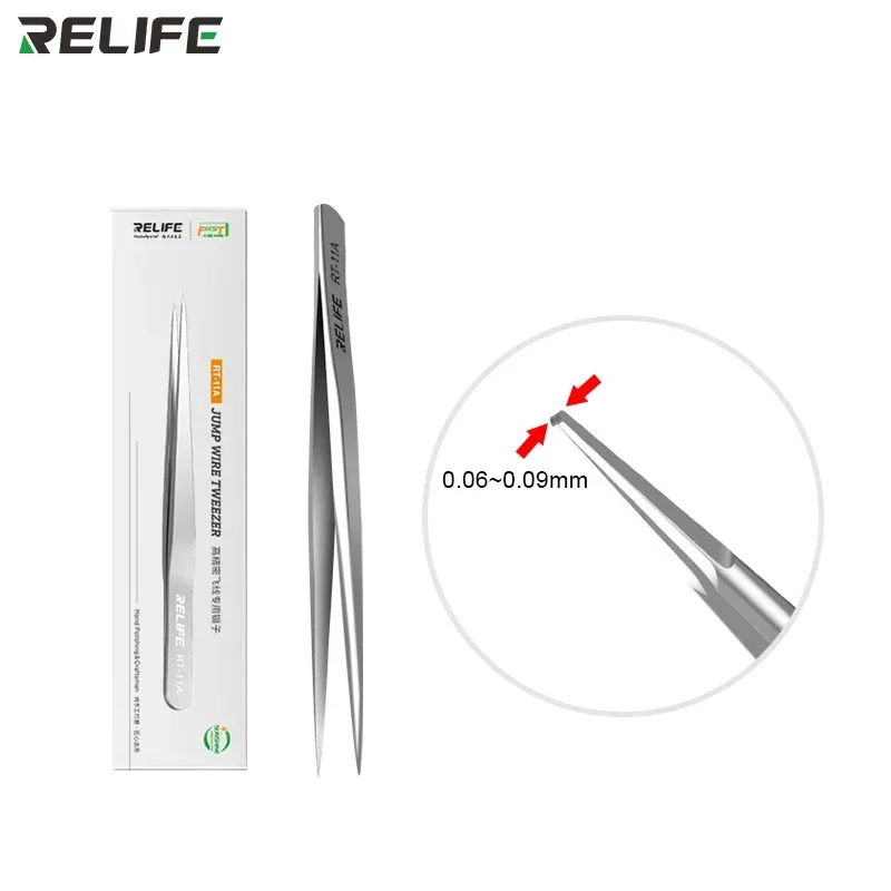 RELIFE RT-11A Tweezers High-Precision Flying Line Jump Wire Special Tweezers Stainless Steel Fixture For Motherboar Repair