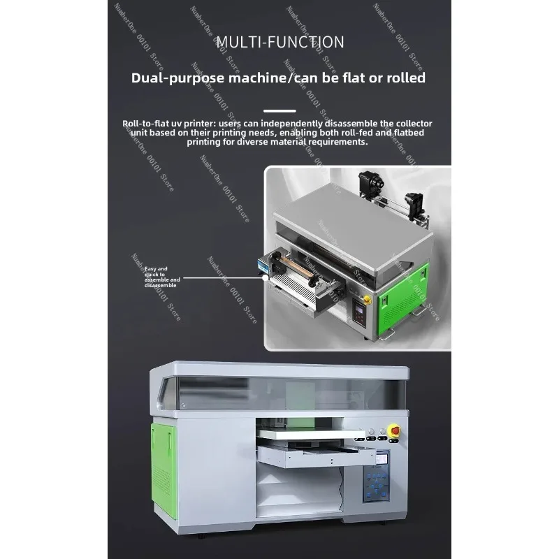 Small Desktop UV Printer for Phone Case Crystal Acrylic Label, Color Inkjet Flatbed Printer for Glass Wood Leather