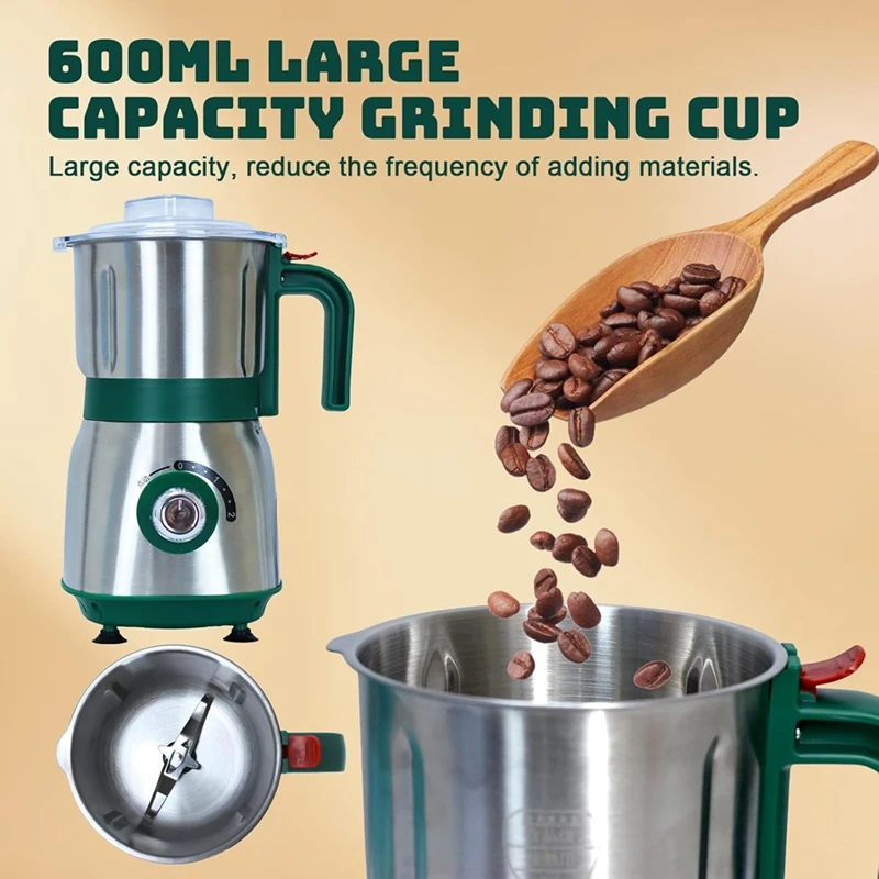 Grain Grinde For Kitchen Electric Spice Grinders Comes With 3 Removable Stainless Blades For Coffee Bean Grains Nuts EU Plug