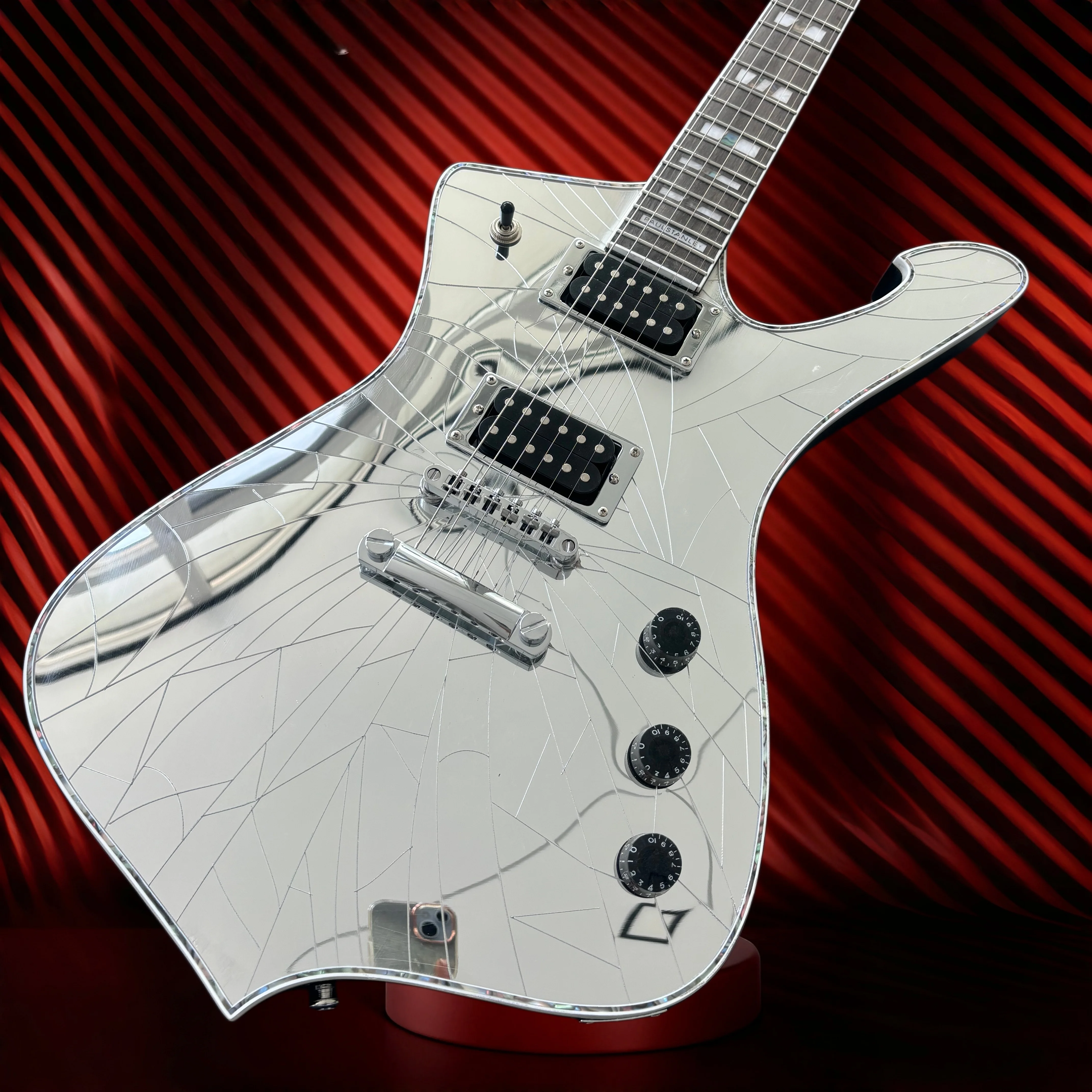 PS10 Silver Mirror Cracked  Electric Guitar HH Humbucker Pickups Heavy‑Metal Stage Performance Guitar Guitar for Metal Musicians