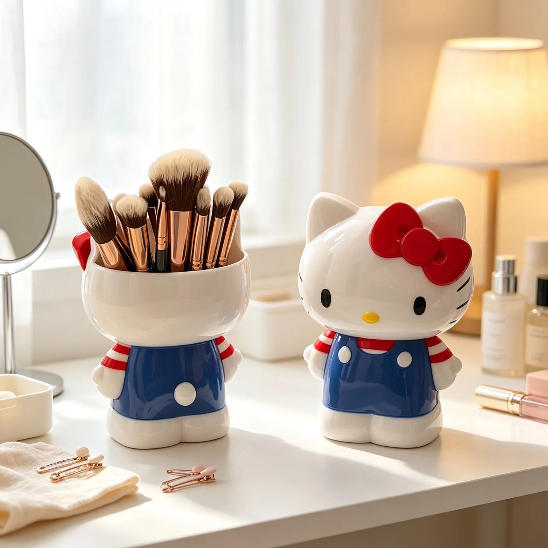 Kawaii Makeup Brush Holder desktop Storage Cute Storage Cup with Large Opening Makeup Brush and Other Item Storage