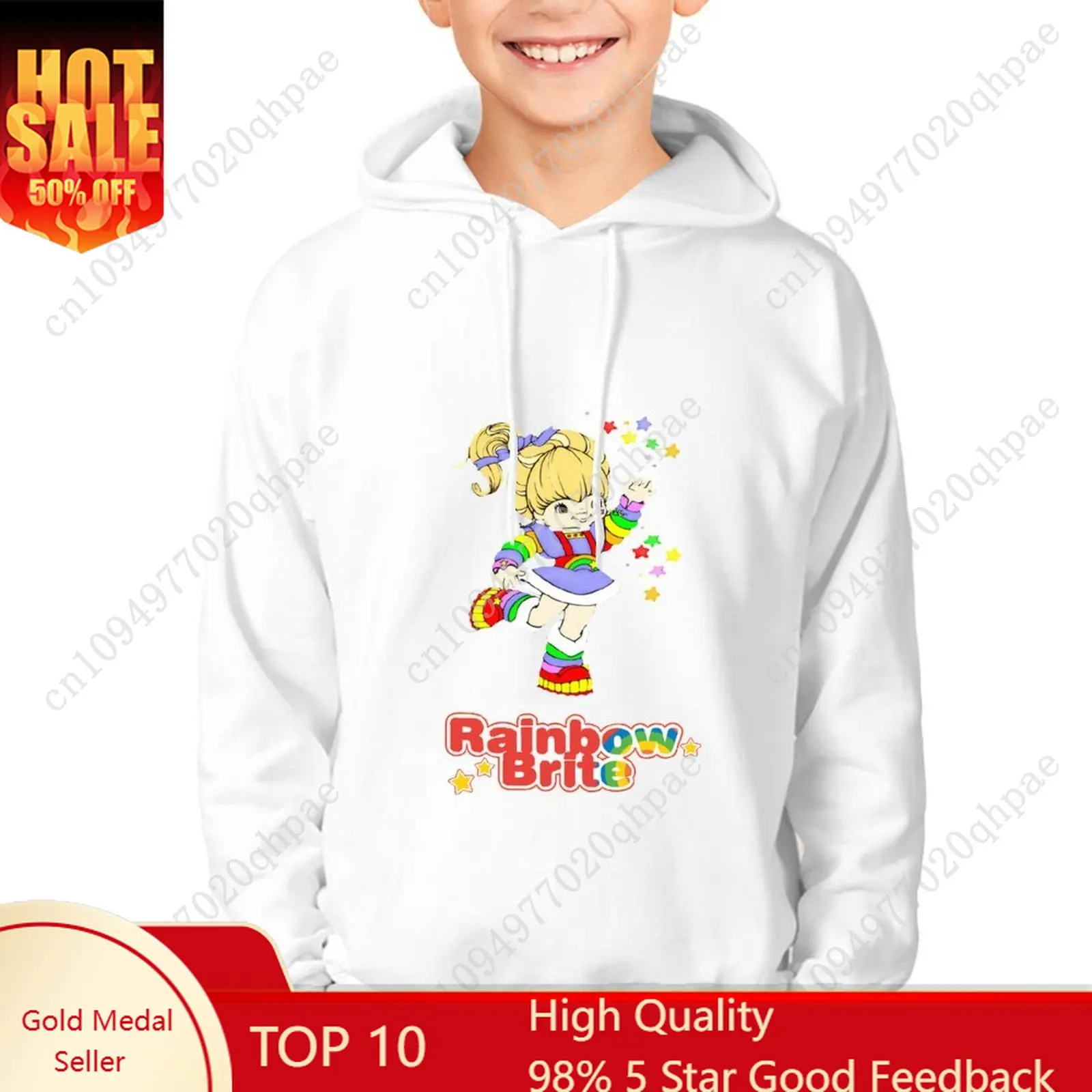 

Толстовка Brite Rainbow для мальчиков и девочек, детская хлопковая толстовка высокого качества, легкие и удобные топы на заказ, весенне-осенние топы