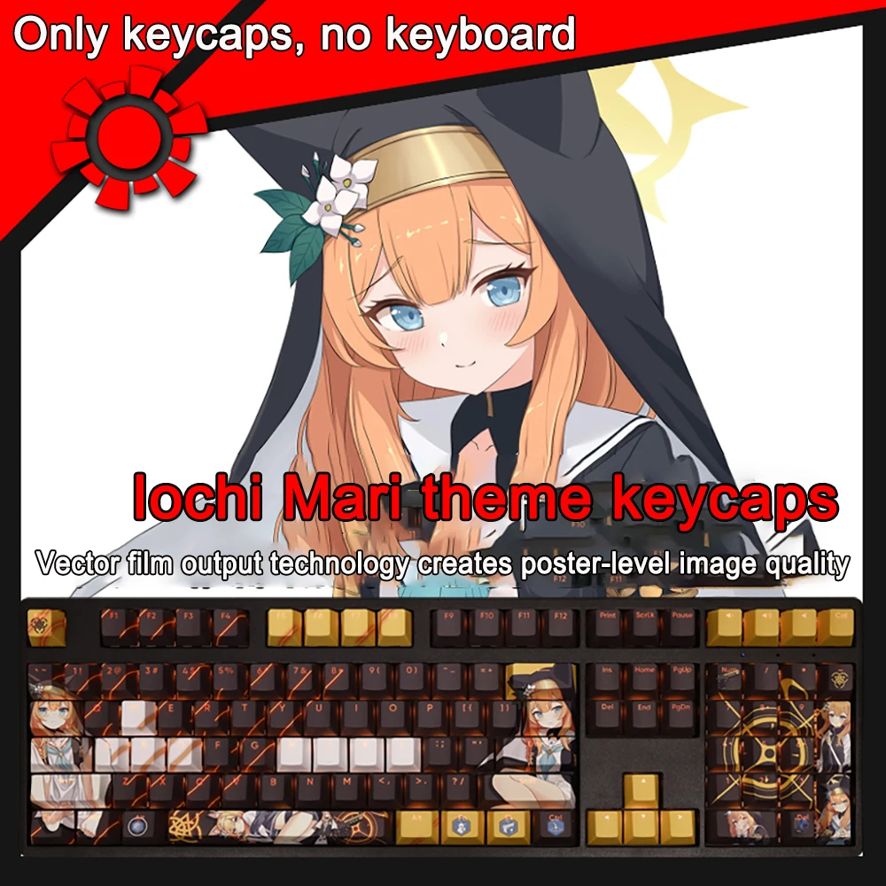 Blue Archive Keycap Shinomi Iori 108 Keys PBT Dye Subbed Keycap Cherry Anime Cartoon Gaming Key caps For ANSI 61 87 104 108 Keys
