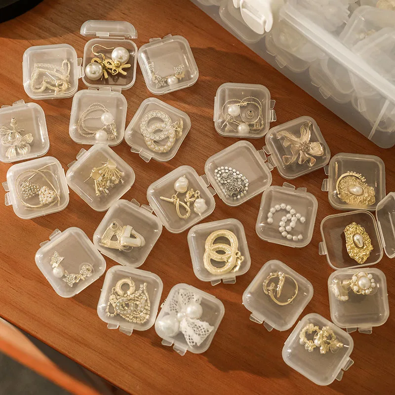 1/10PCS Mini Storage Box Transparent Plastic Box Jewelry Packaging Organizer Tools for Necklace Earrings Rings Storage Supplies