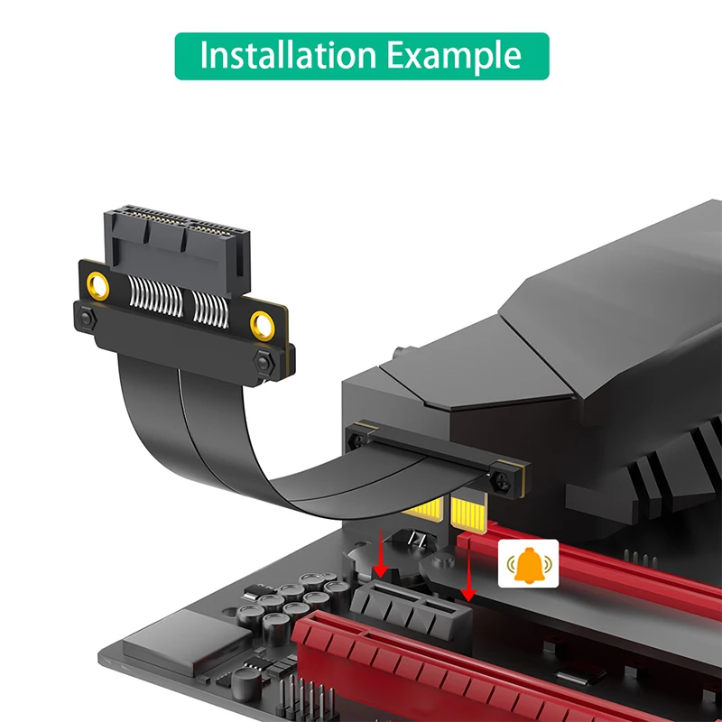 PCIE4.0 X1 to X1 Riser Cable Goldfinger 90Degree Right Angle High-Speed PCIE Express 4.0 1X Extension Cable Extender for Desktop