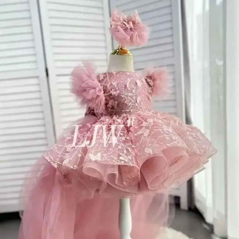 Elegant butterfly small flying sleeves Flower Girl Dress Wedding Princess Ball Birthday Party Evening Dress Children's Festival