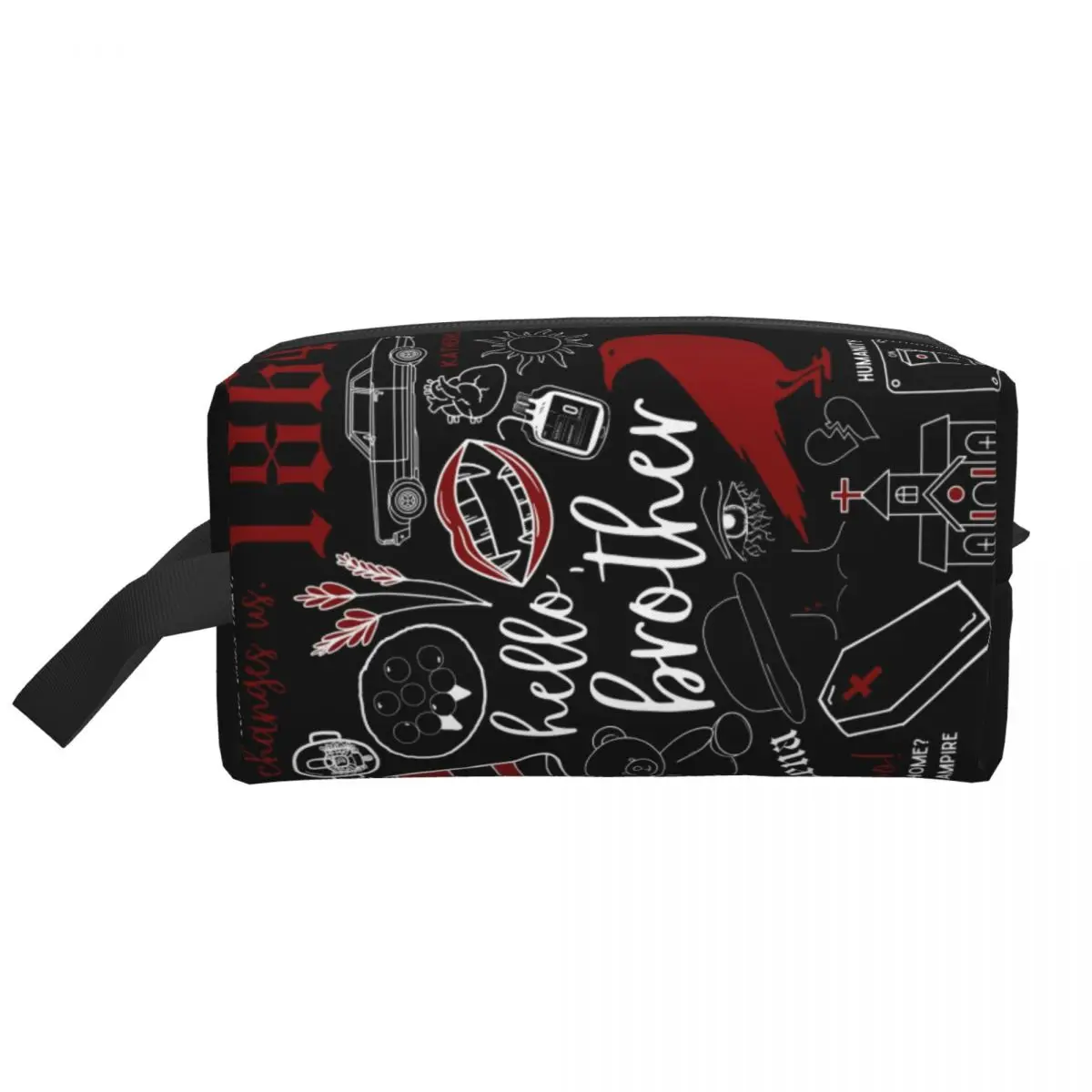 Fashion The Vampire Diaries Travel Toiletry Bag for Women Damon Salvatore Doodles Cosmetic Makeup Bag Beauty Storage Dopp Kit