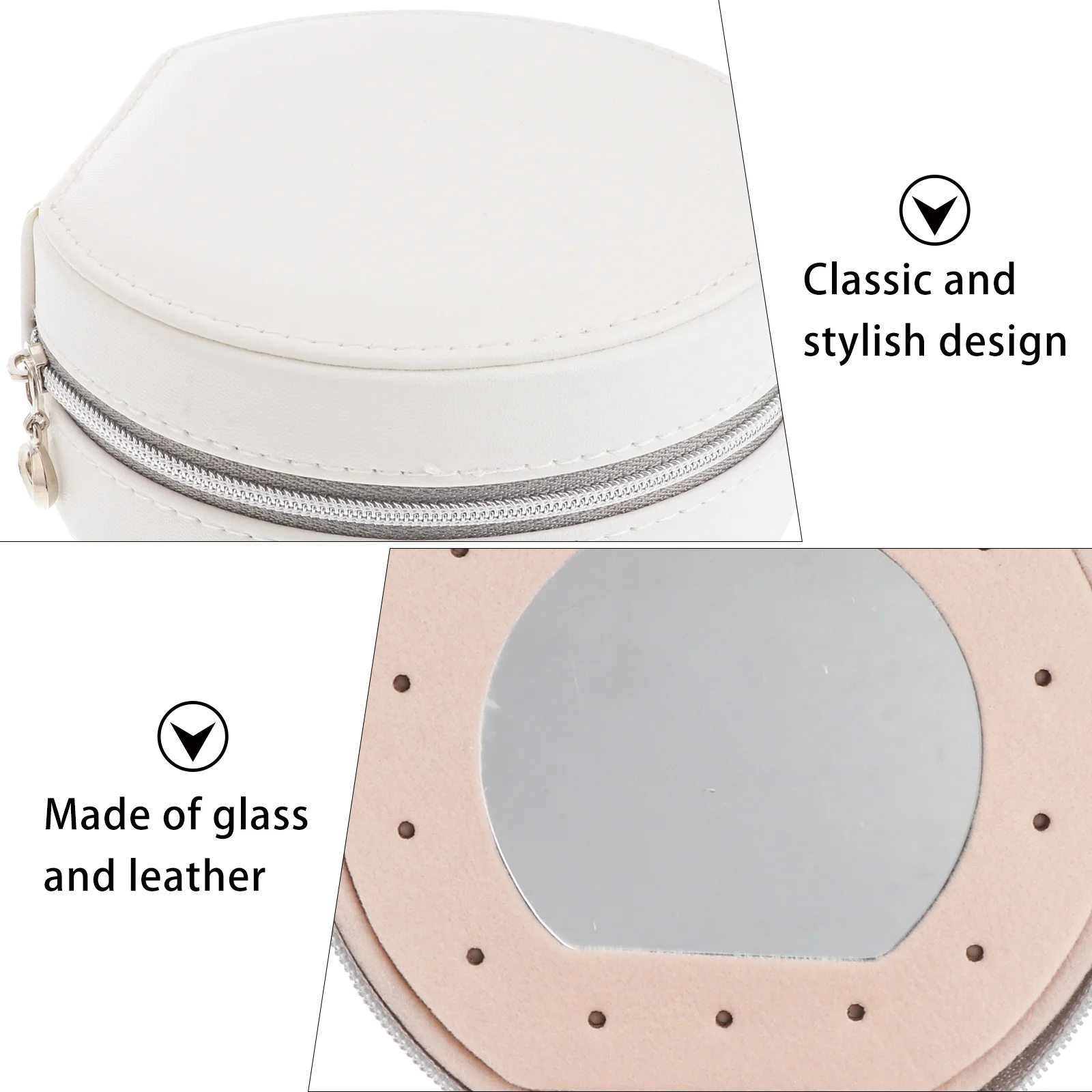 PU Round Jewelry Organizer Small Compact Travel Case Multi-Layer Jewelry Storage Box Earrings Necklace Box