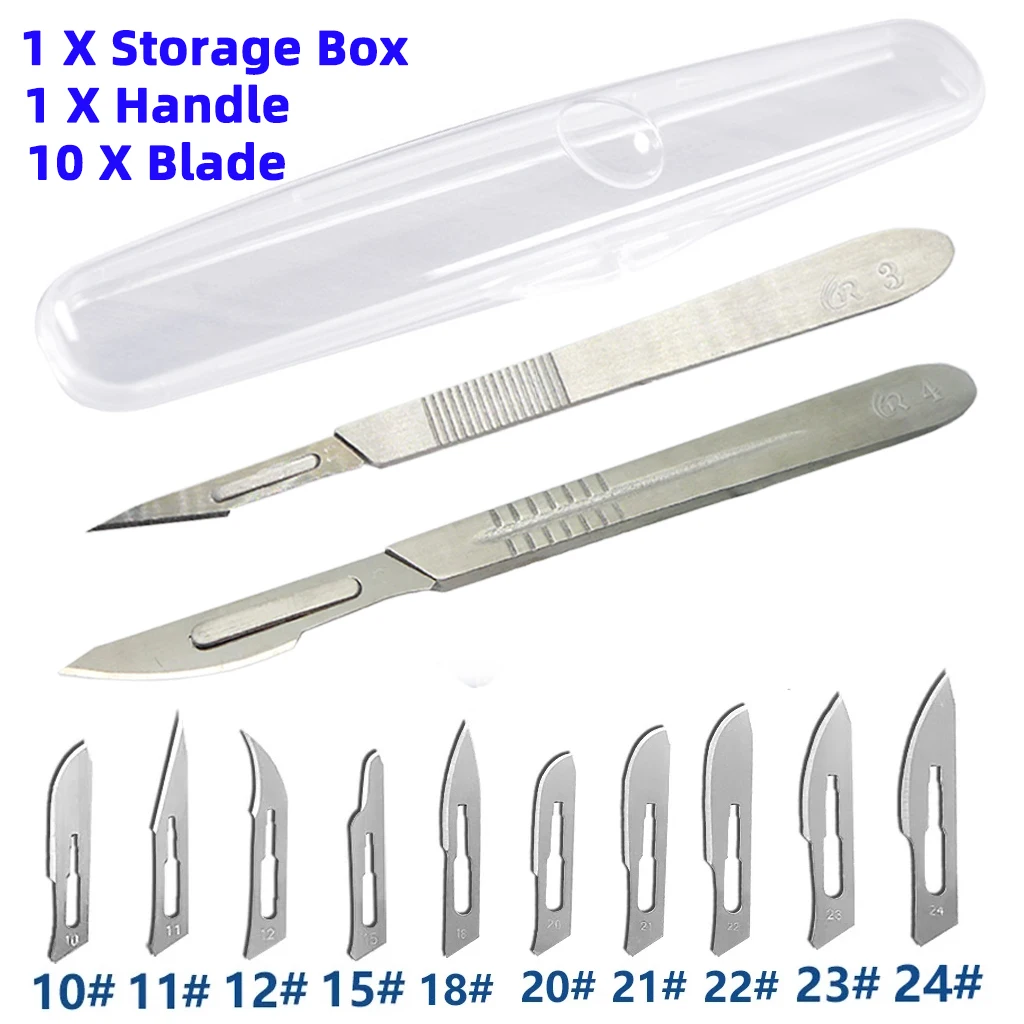 Surgical Blade Combination with Storage Box High Carbon Steel Independent Sterilization Tip for Medical Or Industrial Cutting