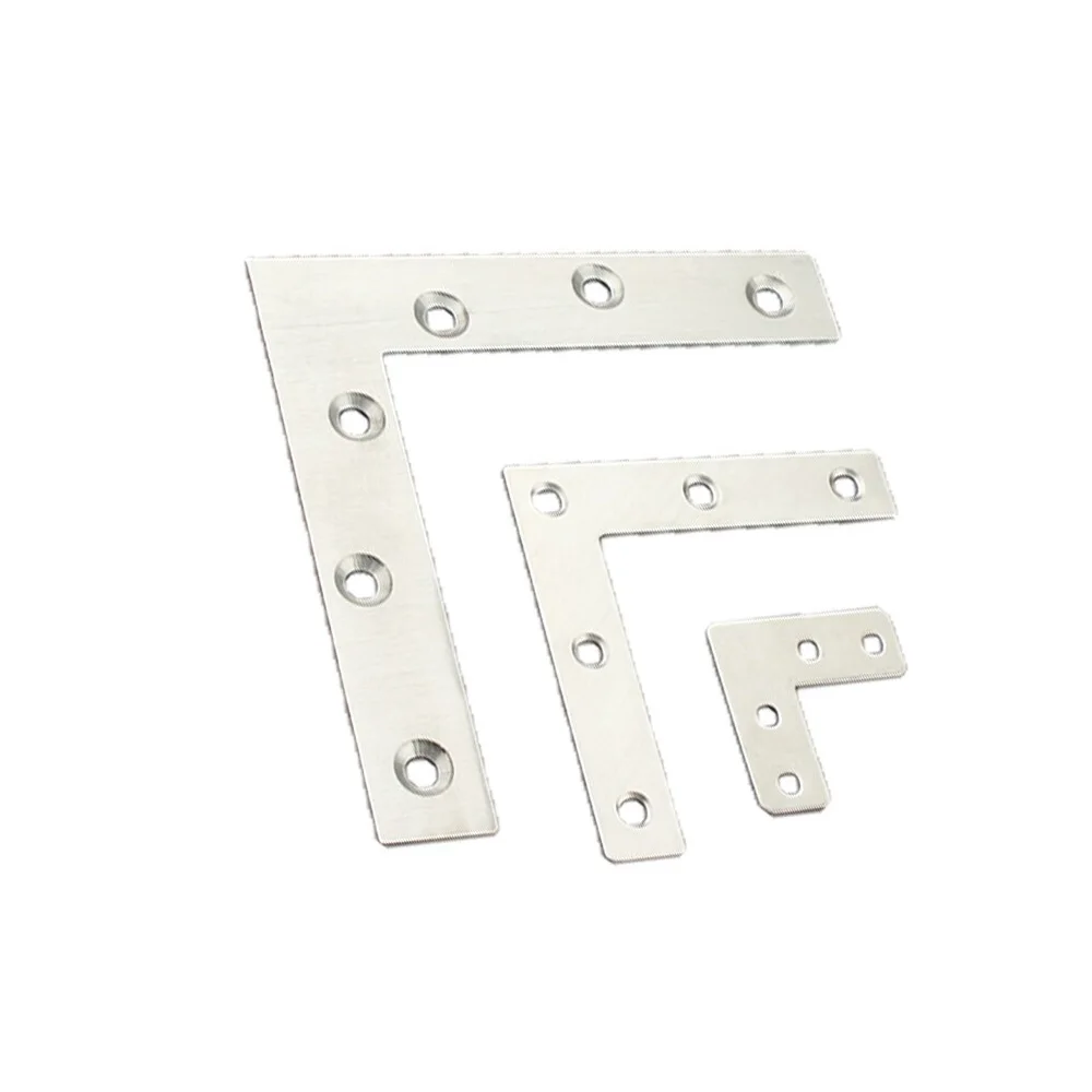 Stainless Steel Plain Angle Bracket L-joint 90 Degree Board Support Corner Bracket Furniture Fittings Connectors
