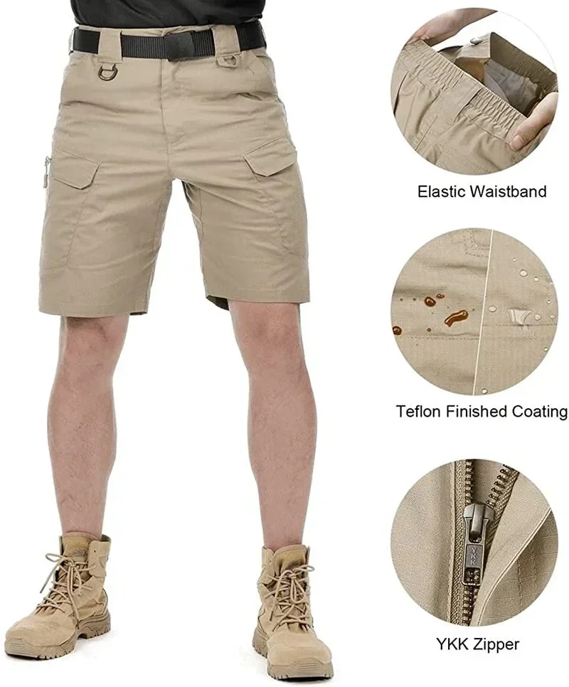 Pantalones cortos de Hunting para hombre, Shorts mejorados impermeables de secado rápido con múltiples bolsillos, para caza al aire libre y Pesca