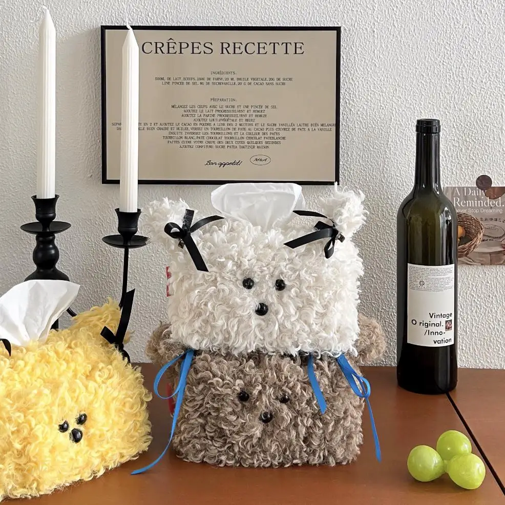 Cute Fluffy Dog Tissue Box Cover – Creative Home Decor for Desk, Dorm & Living Room image 2