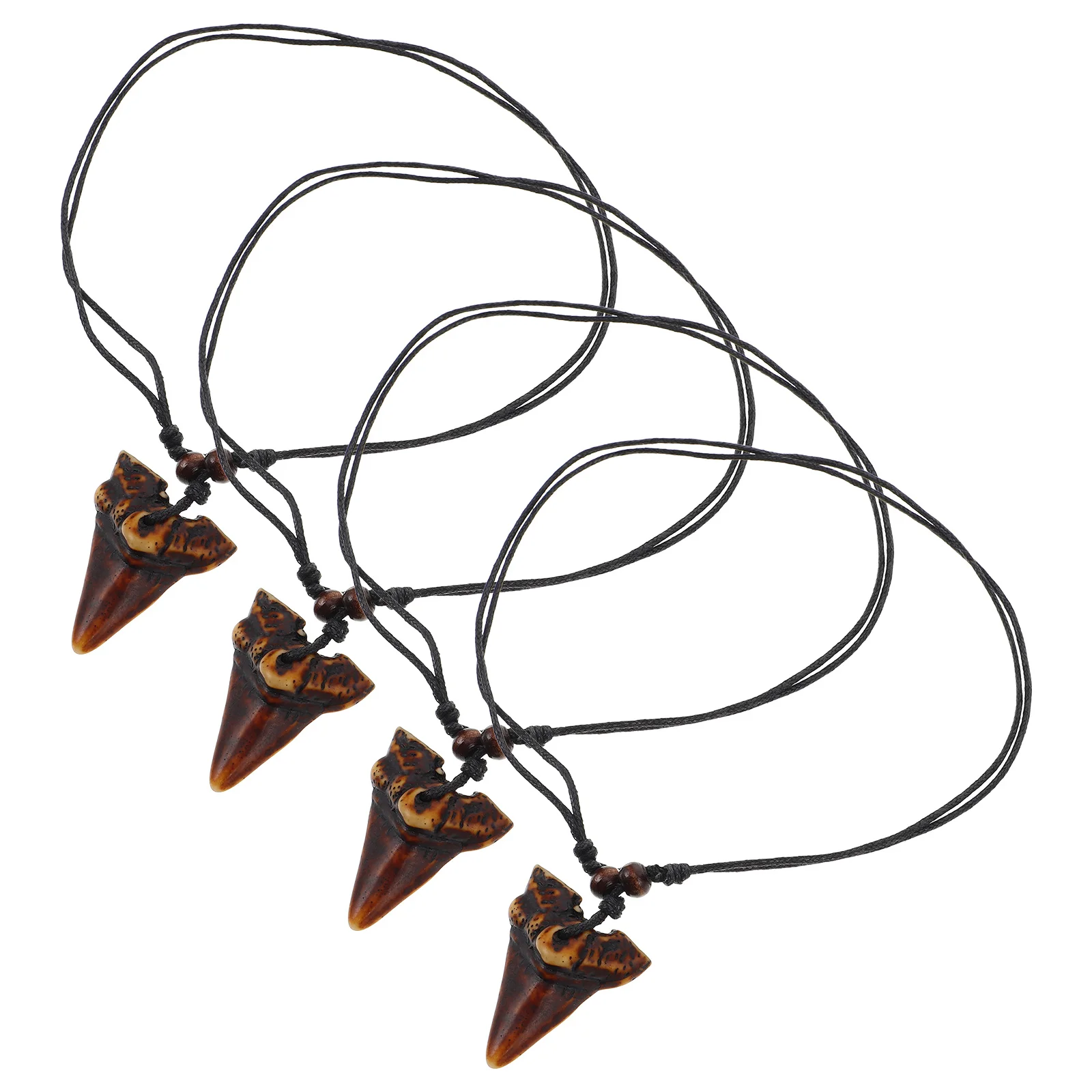 الراتنج القرش الأسنان قلادة منحوتة الخرز الخشبي الشاطئ تصفح المجوهرات للرجال الأولاد قابل للتعديل قلادة خمر نمط كول المختنق #1