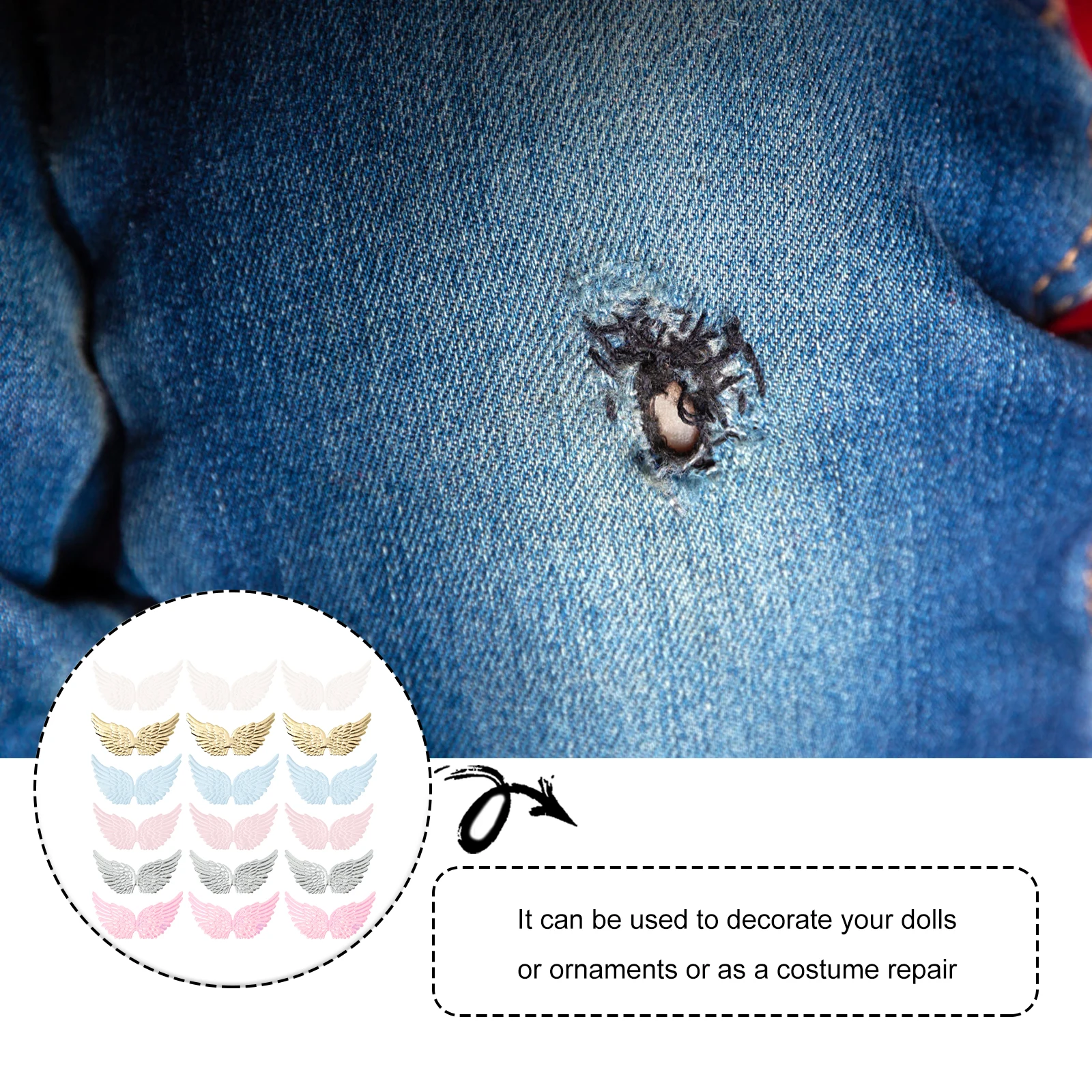 

18Pcs Angel Wing Shape Adornments DIY Wing Crafts for Living Space Decoration Bag Pendant Party Favor Decors Cloth Material