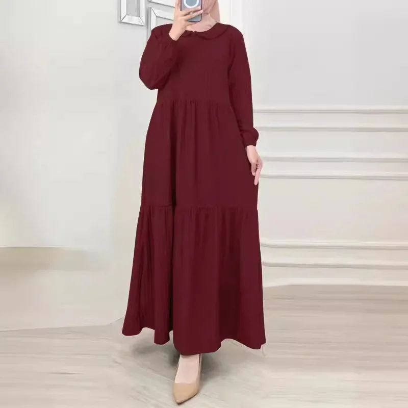 Muslim Women's Lotus Leaf Skirt Bubble Sleeve Sweet Dress Gown Türkiye Sunskirt