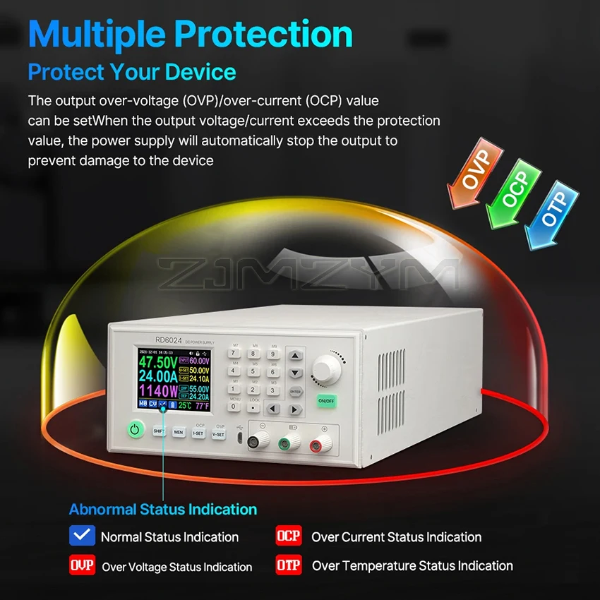 Imagem -04 - Conjunto Montado Controle Digital ca Estabilizada para cc Tensão Ajustável Regulador de Fonte de Alimentação de Laboratório 60v 24 a 1140w 1440w Rd6024