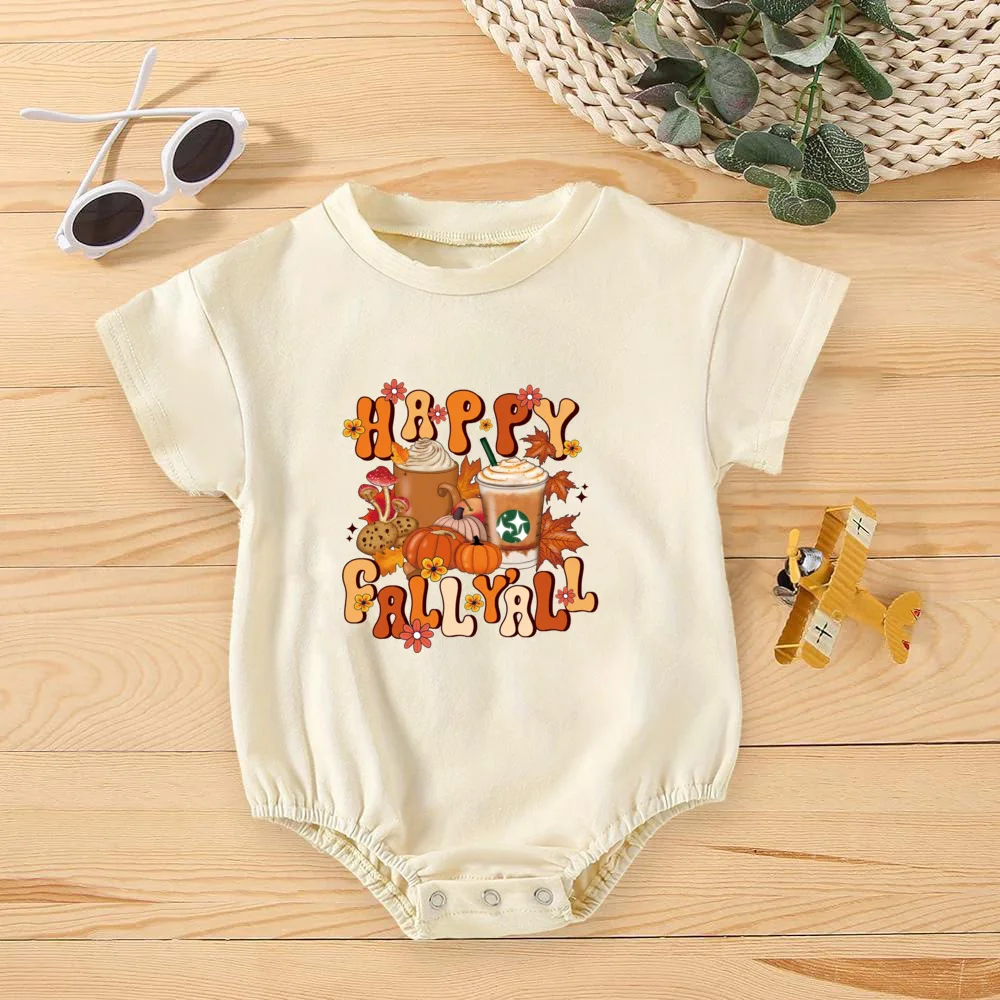 In My Pumpkin Spice Era Retro Natural Baby Bubble Romper Fall Toddler Funny Thanksgiving Day Bodysuit Infant Outfit