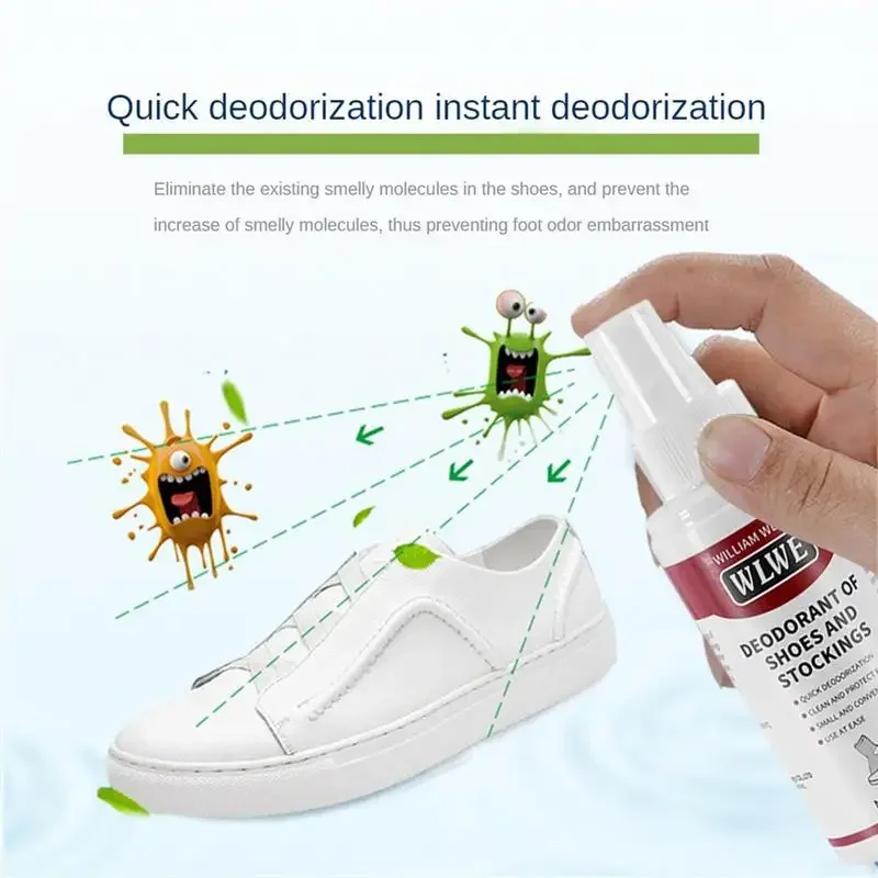 100ml Shoe Deodorizer Spray Smell Remover Foot Effective Freshener Spray No Rinse Sneaker Leather Cleaner Mildew Proofing Agents