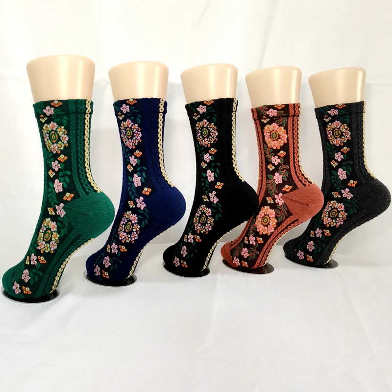 Classical Women's Socks Flowers Dress Socks Girl's Famale Cute Socks Spring And Autumn Socks Socks for Women Fashion Cute Socks