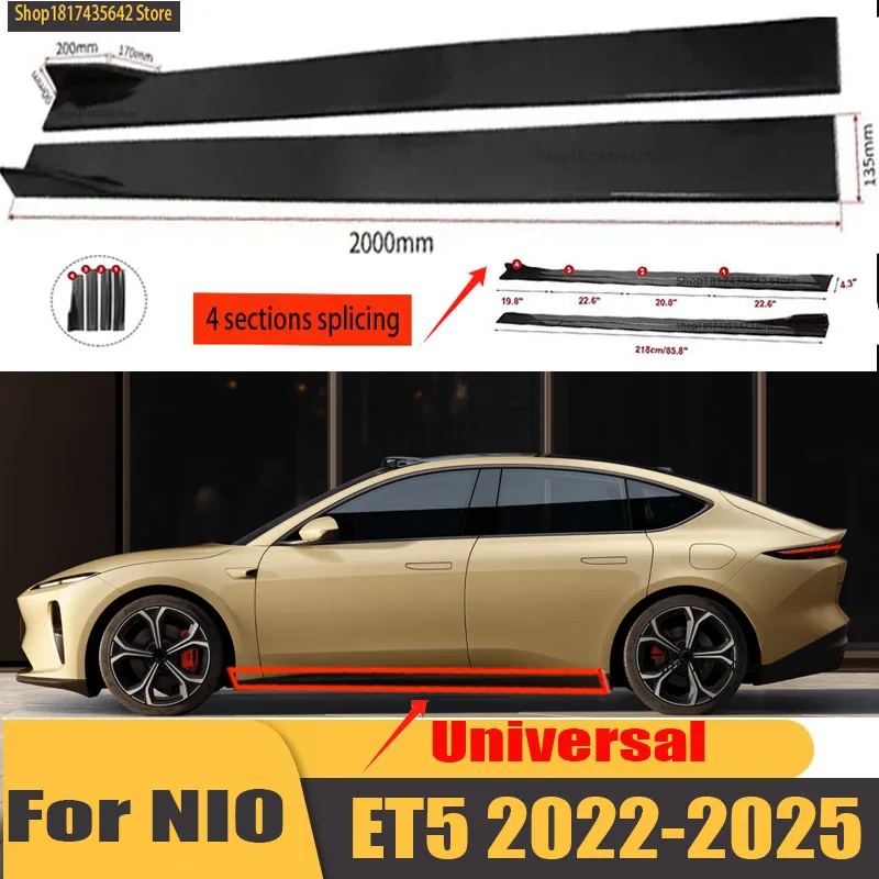 

Universal Car Side Skirt 8 Pcs 2.2m Winglet Splitters Lip Side Spoiler For NIO ET5 ET7 2022-2025