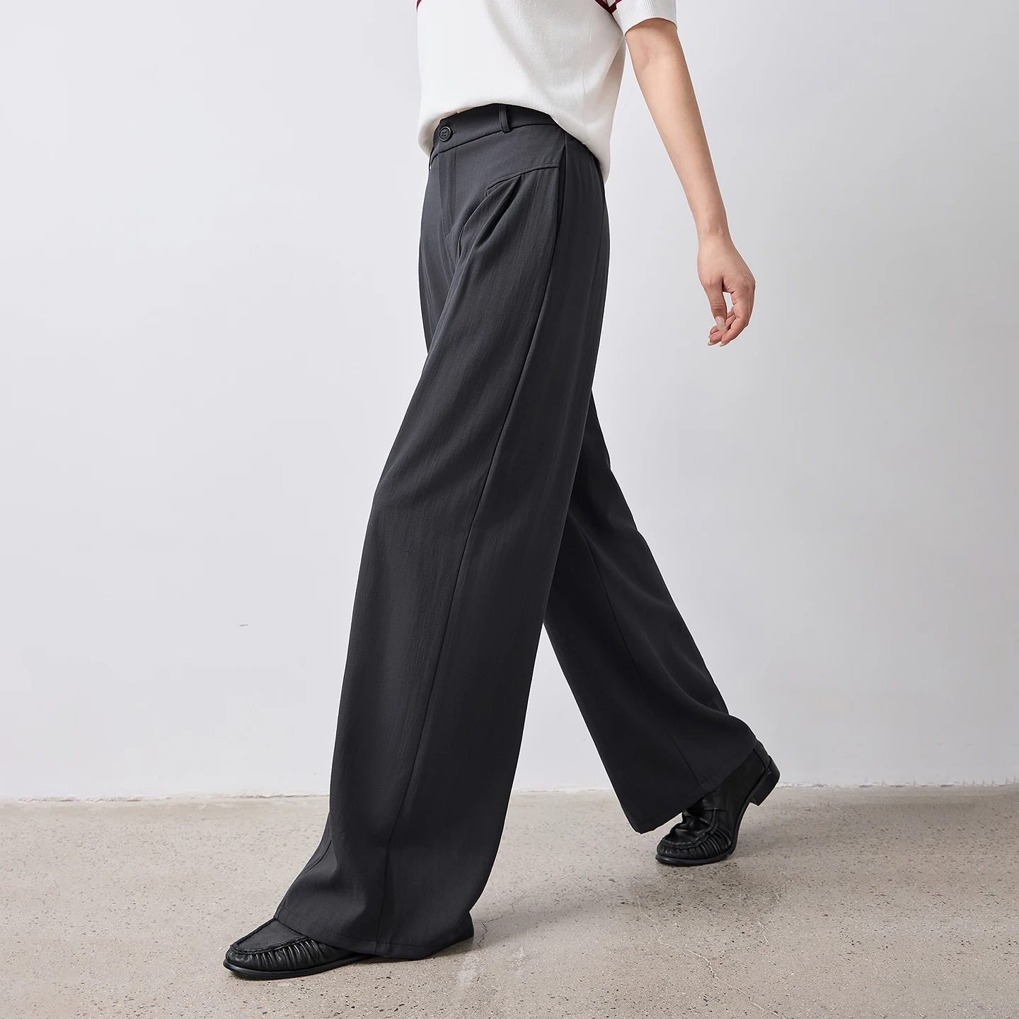 TOYOUTH Women Wide Leg Pants Summer 2026 Textured 3D Pleated Design Hip Covering Loose Breathable Comfortable Casual Daily Style
