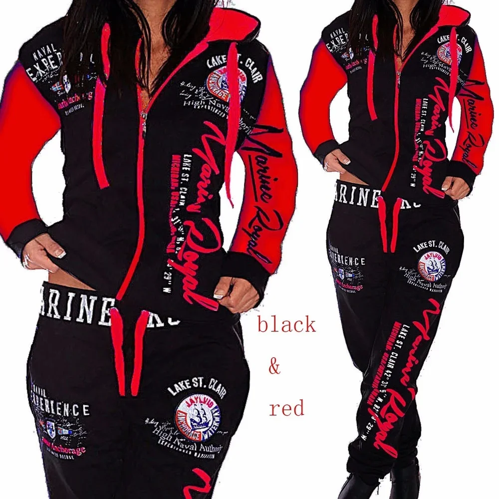 Ladies Fashion Print Casual Sports One Piece Suit