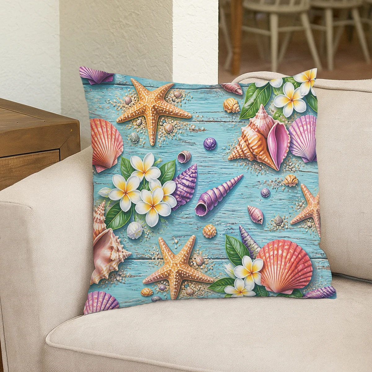 Artistic Mosaic Fish Pattern Polyester Pillow Cover - 2D Printed Cushion Case for Home Sofa Bedroom Decor, No Insert Included