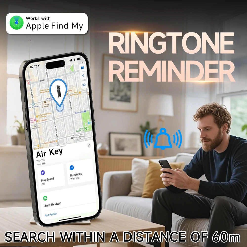 Built-in airtag Chips, Holds 2-6 Keys, Car Key Chains with GPS Tracker, Key Finder,  Key Holder for Men and Women, (iOS Only)
