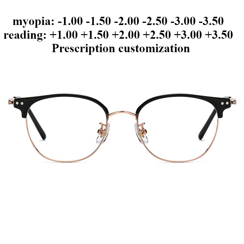 

50mm Ultra-light Oval TR Pure Titanium Leg Myopia Prescription Glasses Frame Women Anti-blue Light Reading Eyeglasses
