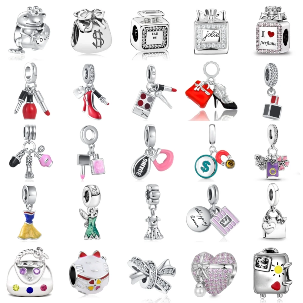 Abalorio de gato de la suerte con Perfume de Plata de Ley 925, cadena de ley 925 con cuentas, colgante Original, pulsera DIY, regalos de joyería para mujer