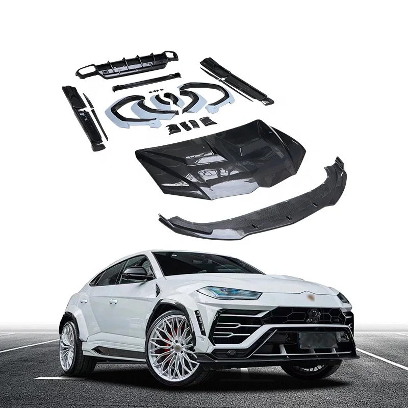 Car Styling 1016 Style Wide Bodykit for Lamborghini Urus Carbon Fiber Front Lip Splitter Rear Diffuser Side Skirts Body Kits