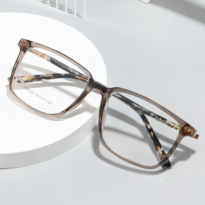 55Mm new ultra-light TR men's rectangular anti-blue light reading glasses custom myopia astigmatism light-induced discoloration