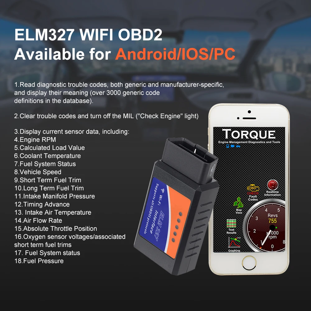 ELM327 V2.1 OBD2 Scanner BT/Wifi ELM 327 OBD Car Diagnostic Tool For Android /IOS PK Vgate Icar2 Code Reader