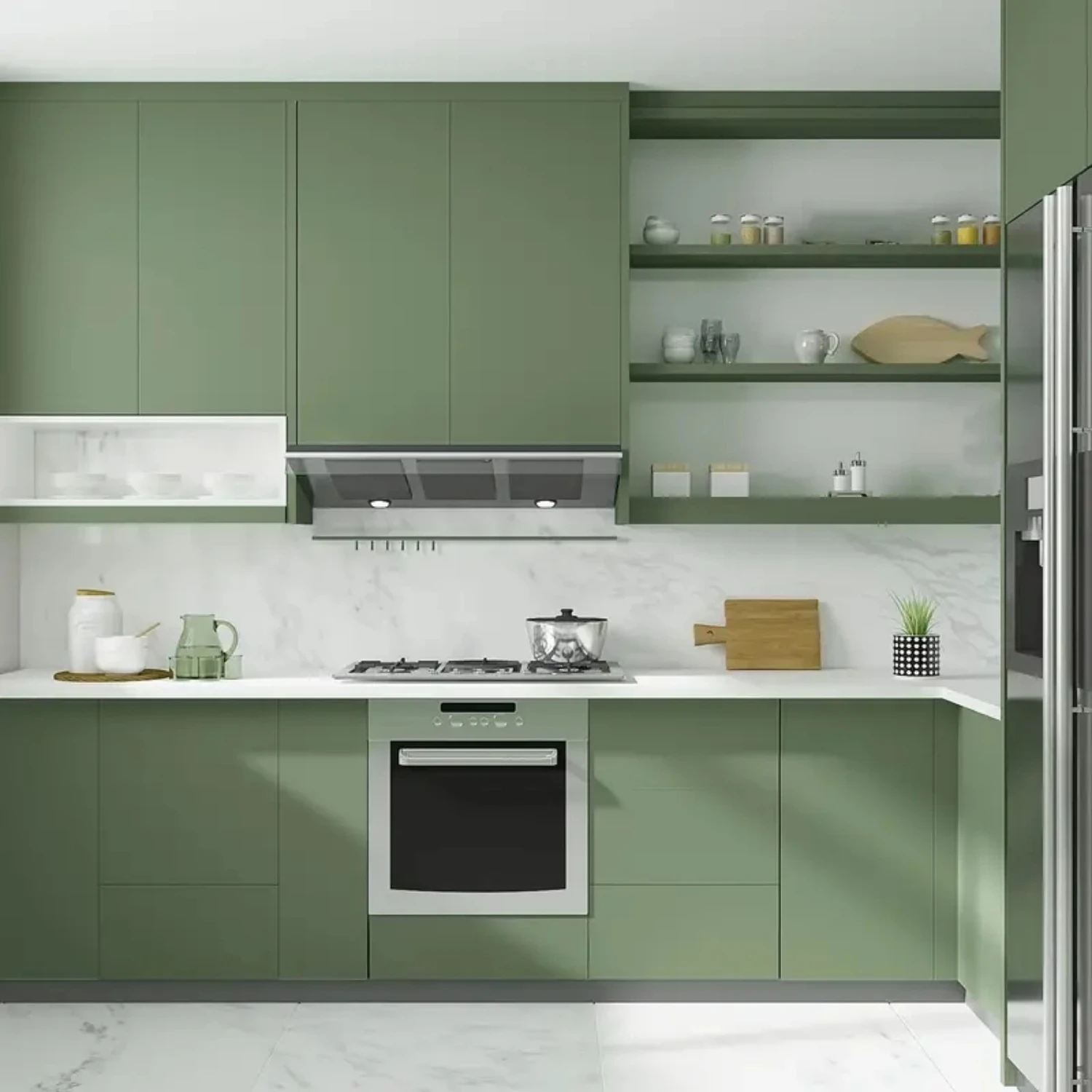 55cm Green Matt Self-Adhesive Film Sticker Thickened Protection for DIY Furniture Kitchen Cupboards Tables Wall Renovation
