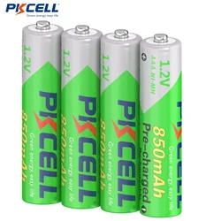 PKCELL 4 szt. Baterie AAA 850 mAh akumulator Ni-Mh 1.2 V 850 mAh 3A wysokowydajne baterie idealne do kontrolerów gier