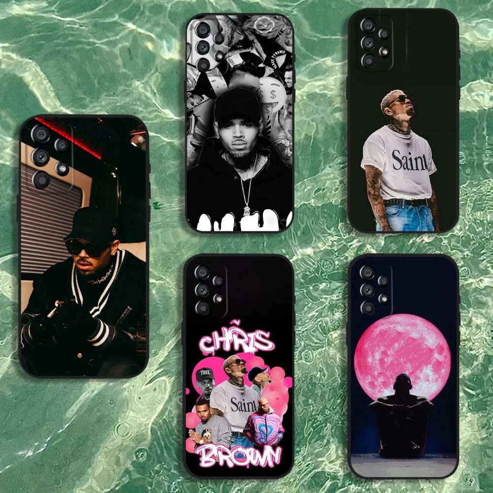 

Singer Rap C-Chris Brown Phone Case For Samsung Galaxy A20,A21s,A22,A31,A32,A52,A53,A72,73,A80 Soft Black Cover