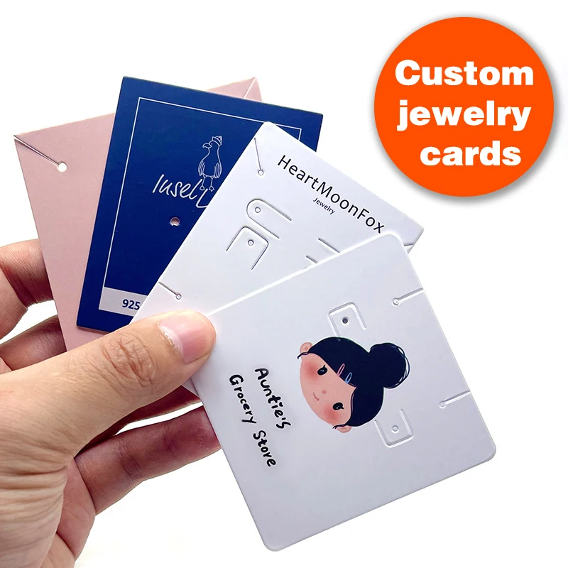 500pcs Personalize Jewelry Card Earring Pacakging Custom Logo White Paper Necklace Holder Display DIY Packaging Personalize Size