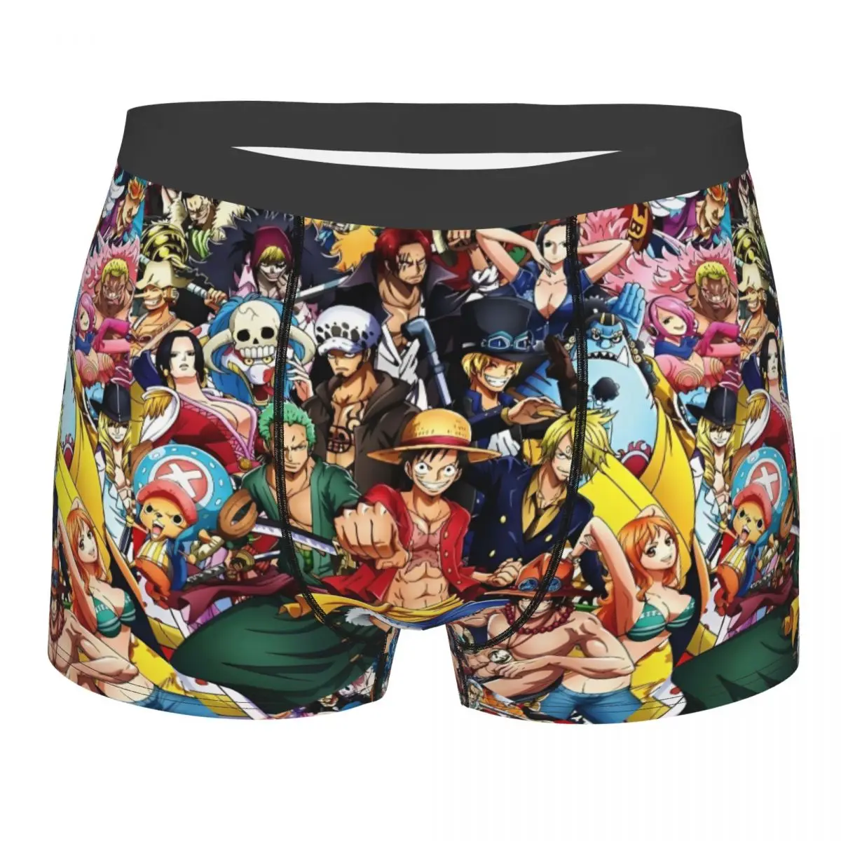 One Piece Cartoon Man Underwear Boxer Shorts Panties Humor Breathable Underpants for Homme S-XXL