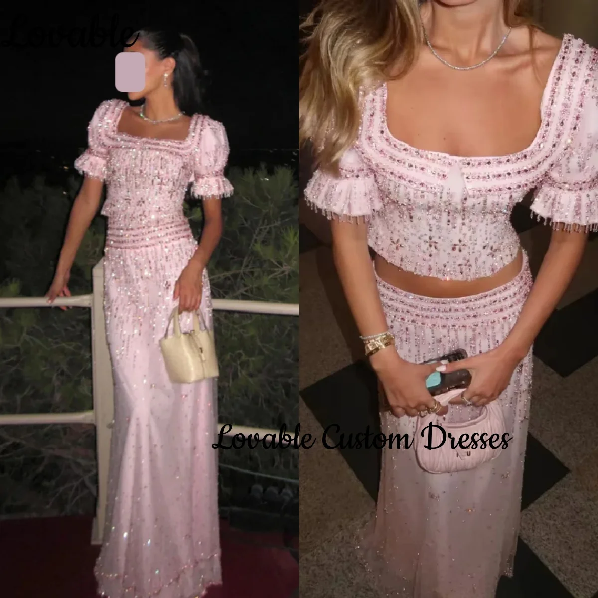 

Вечернее платье по индивидуальному заказу с квадратным вырезом, свадебное платье длиной до пола, с бисером и короткими рукавами, платья на молнии для профессионалов