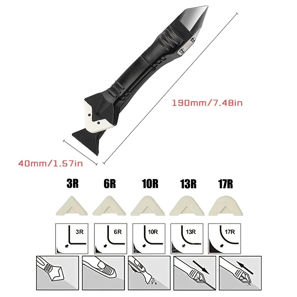 5 In 1 Caulk Remover Tools Kit, Grout Removal , Sealant Finishing , Glue Angle Scraper For Window And Sink Renovati