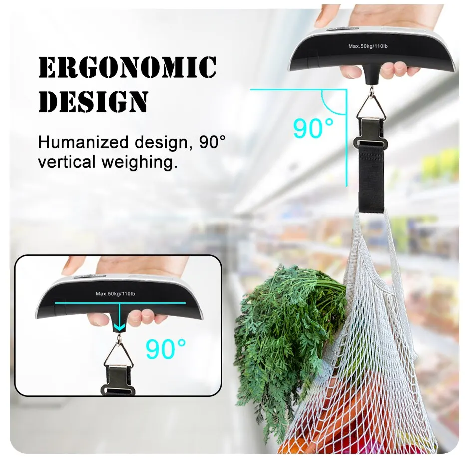 Portable Digital Scale 110lb/50kg LCD Display  Electronic Luggage Hanging Suitcase Travel Baggage Bag Weight Balance Durable