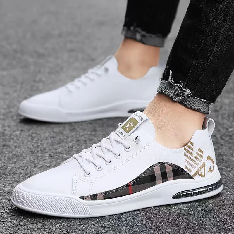 Coslony men shoes vulcanize shoes casual comfortable leather fashion luxury men shoes brand high quality skate shoes men white